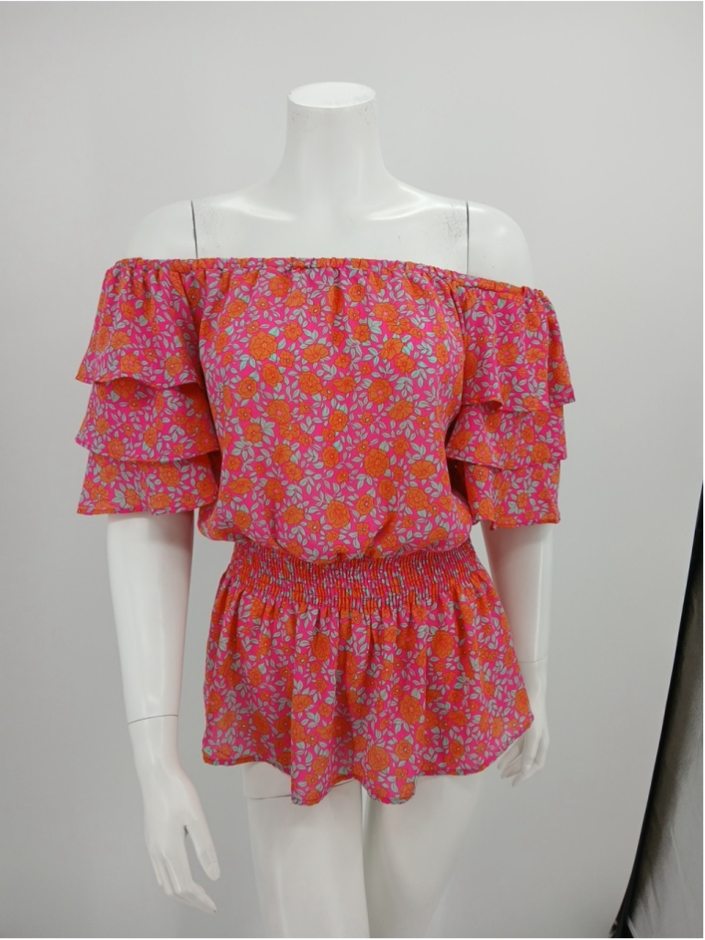 Alice Blue Stitch Fix Floral Ruffle Top Size S Peplum